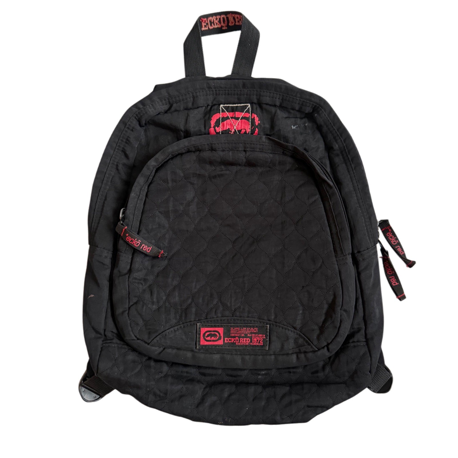 Vintage Y2K Ecko Unltd Backpack 2 Strap Red Black 2000’s Skater Streetwear Small