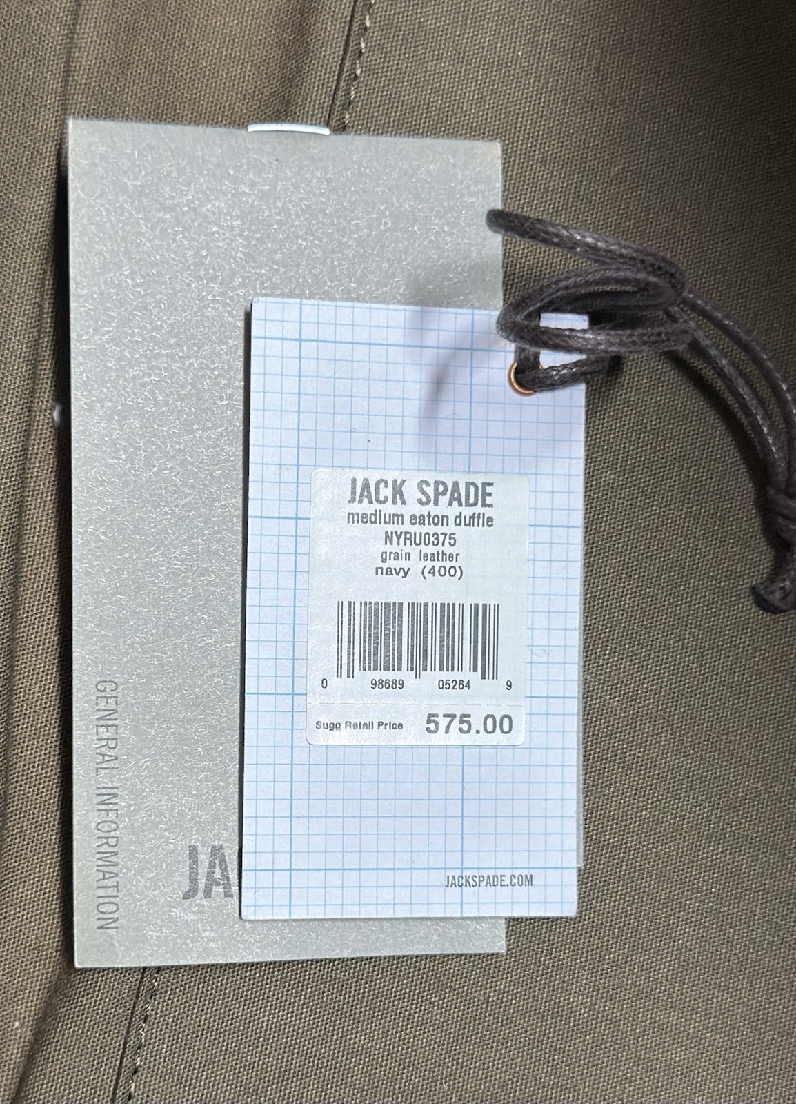 Jack Spade Medium Eaton Duffle Grain Blue Leather
