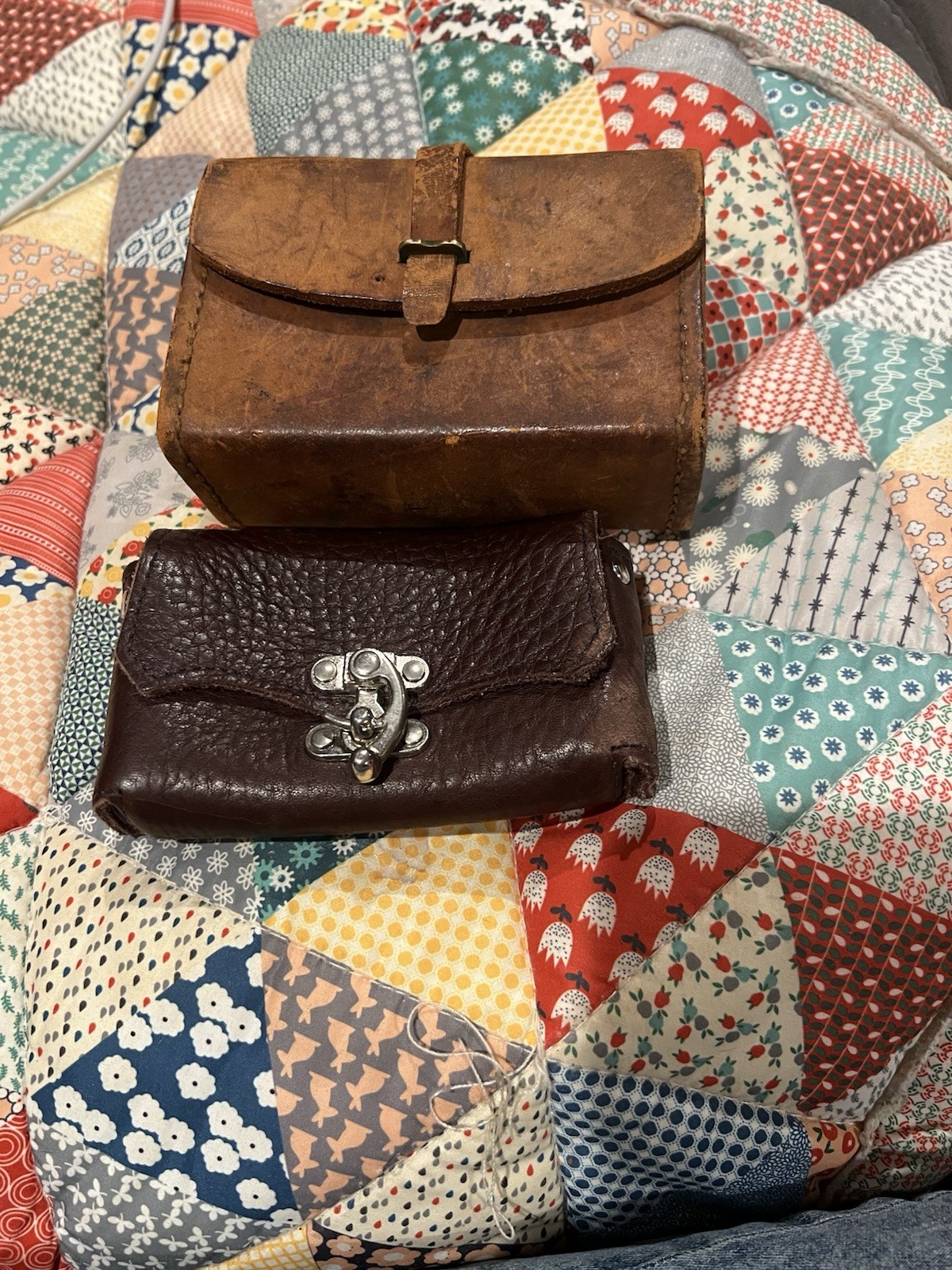 VTG Leather Pouch & Brown Smaller Pouch PreOwned Condition See Photos