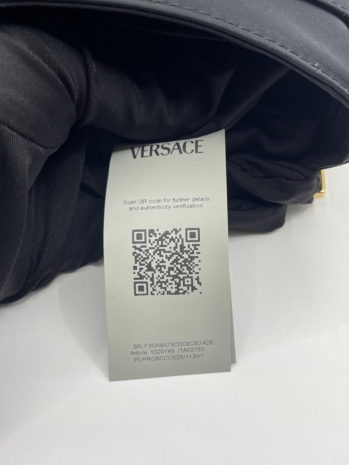 VERSACE Flat Crossbody Bag Fabric Calf Leather Black $800 Retail