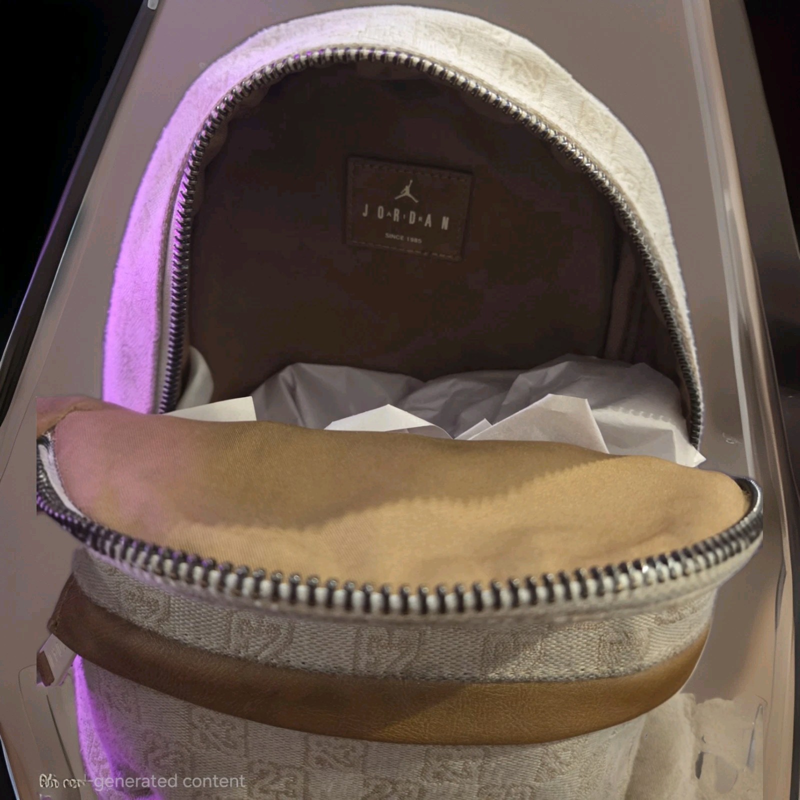 JORDAN AIr Jordan Monogram Mini Backpack Coconut Milk/Beige Colorway Faux Leath