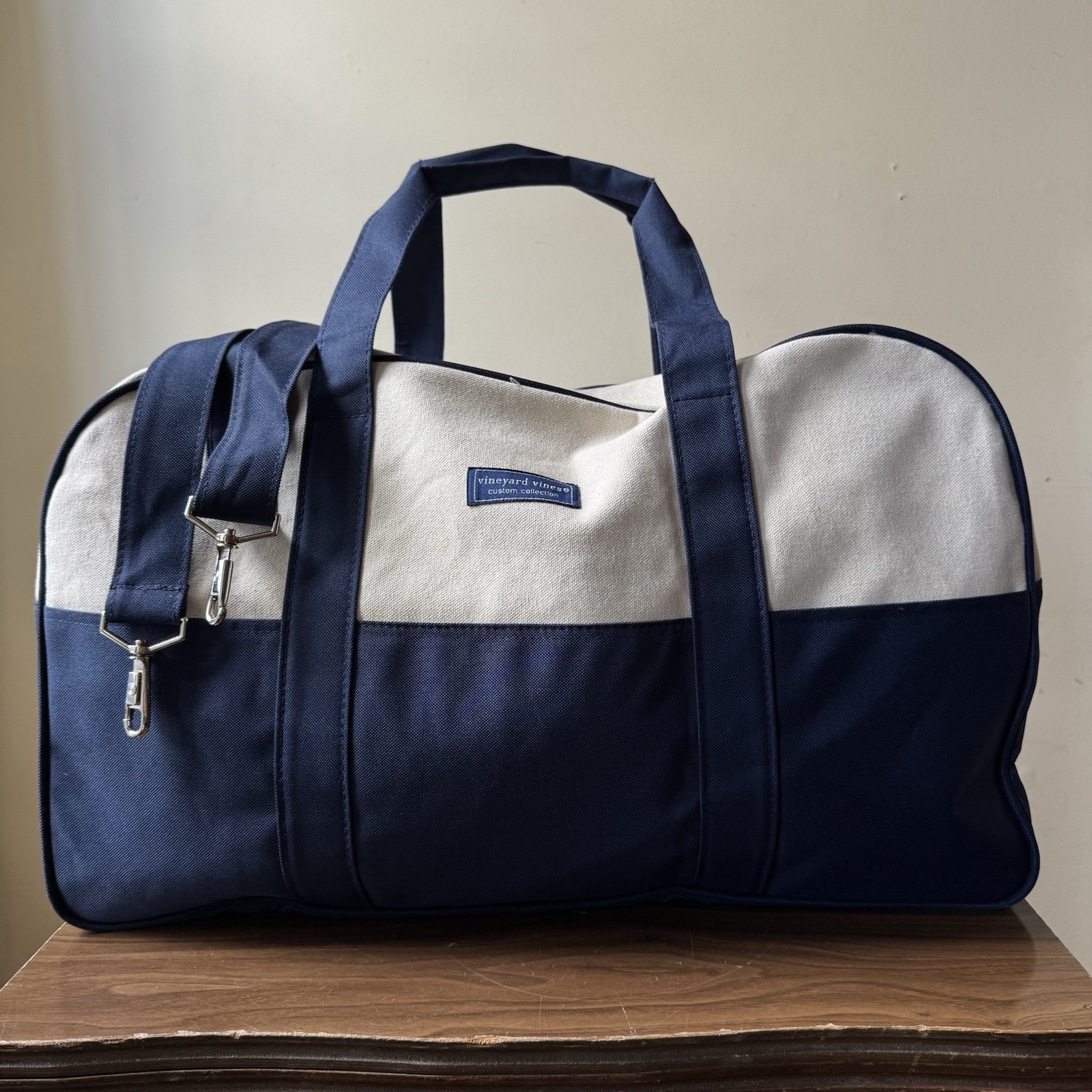 Vineyard Vines Duffel Bag Navy White Weekender Travel Bag J.P. Morgan Logo