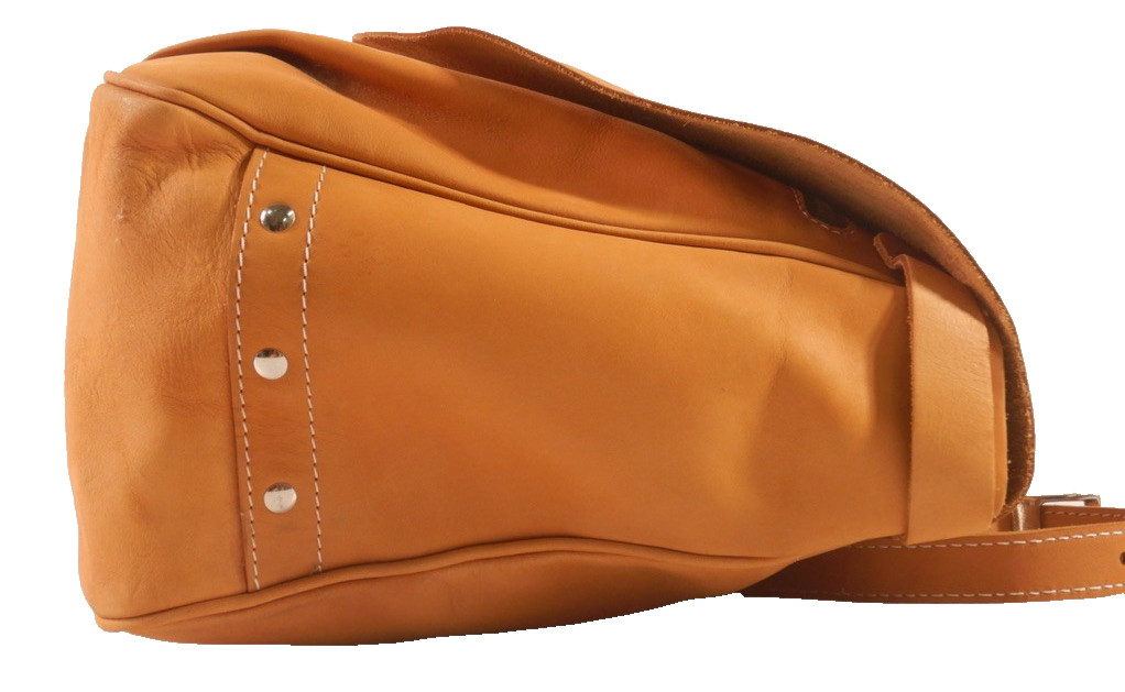 J Peterman ‘Counterfeit’ Mailbag Caramel Brown Leather