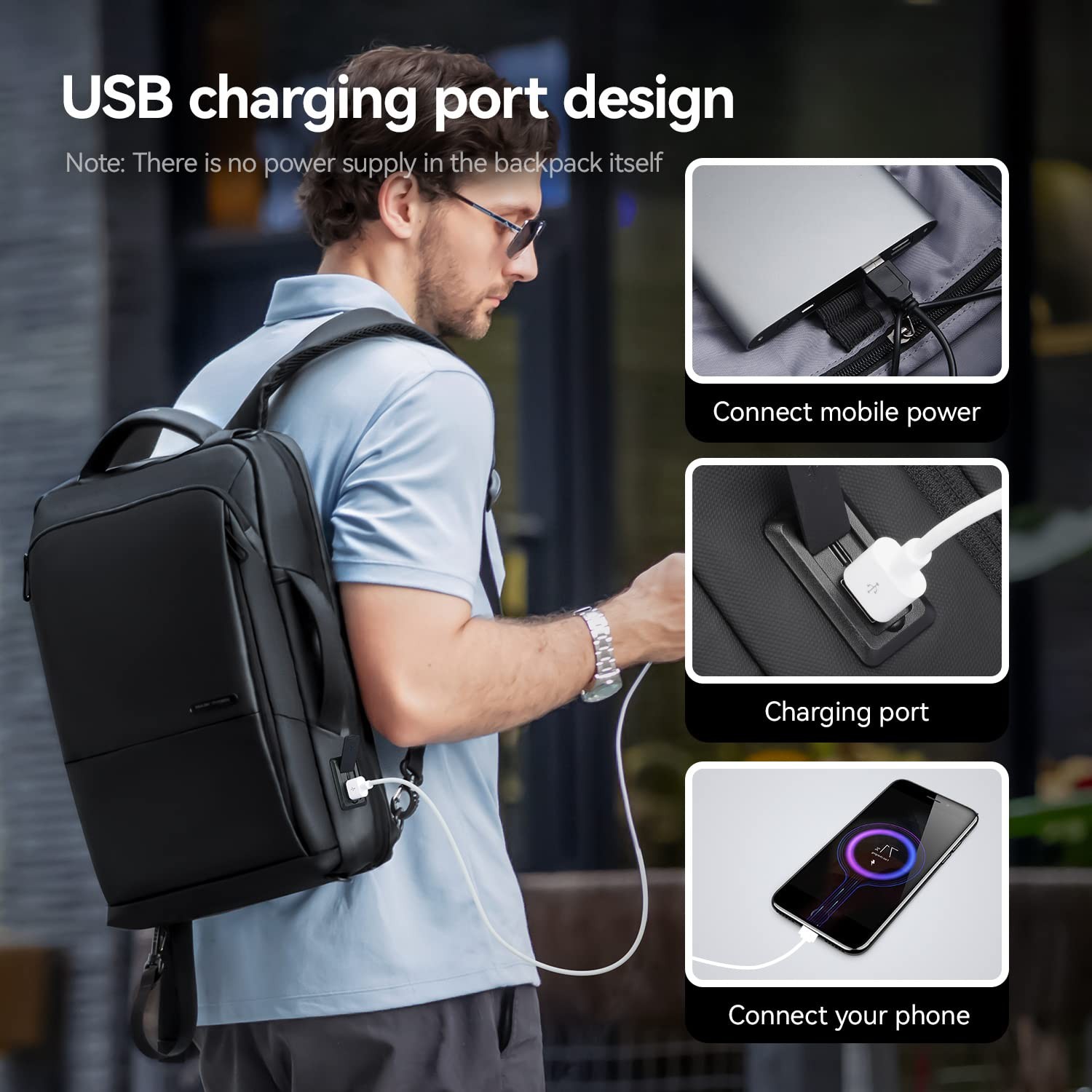 Muzee 3in1 Slim Business Backpack Laptop Backpack For Men with Executive Brie…