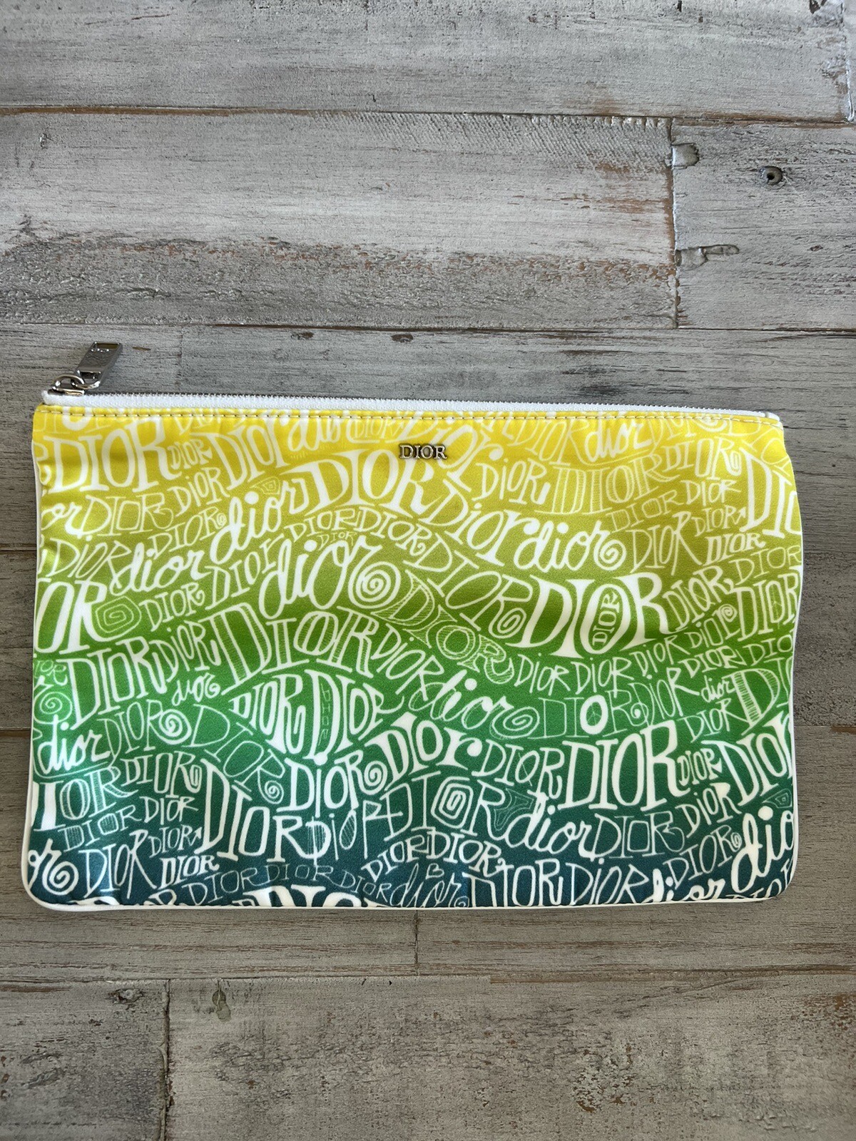 Dior STUSSY Stussy collaboration Total Logo Clutch Bag Pouch Nylon Green/yellow