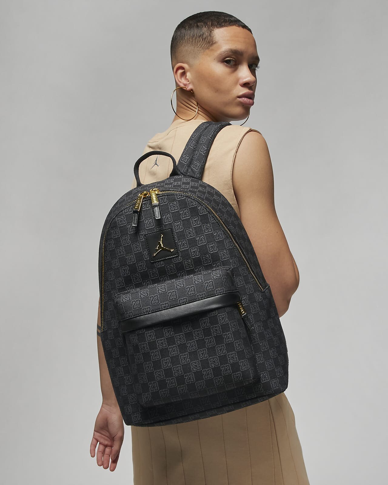Air Jordan Limited Edition Monogram Canvas Black & Gold Damier Backpack NWT 🏷️