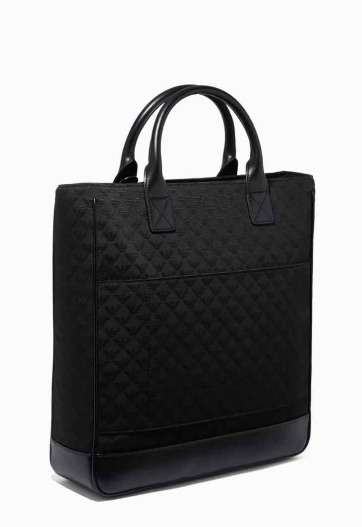 Emporio Armani Eagle Logo Tote Bag in Nylon Jacquard