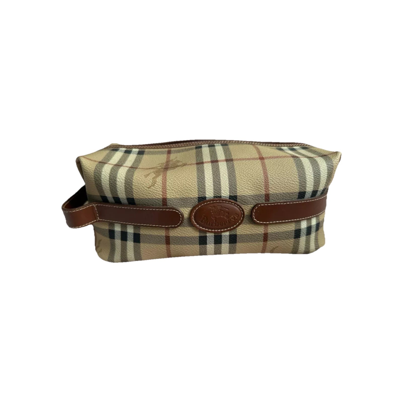 Burberry Toiletry Bag Travel Vanity Nova Check Vintage In VGC Missing Zip Pull