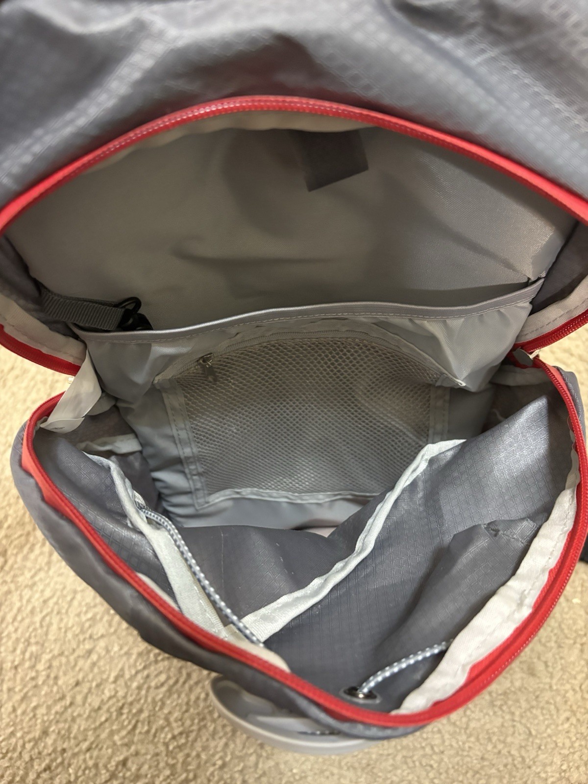 Crane walking/hiking backpack Unisex. Grey And Red