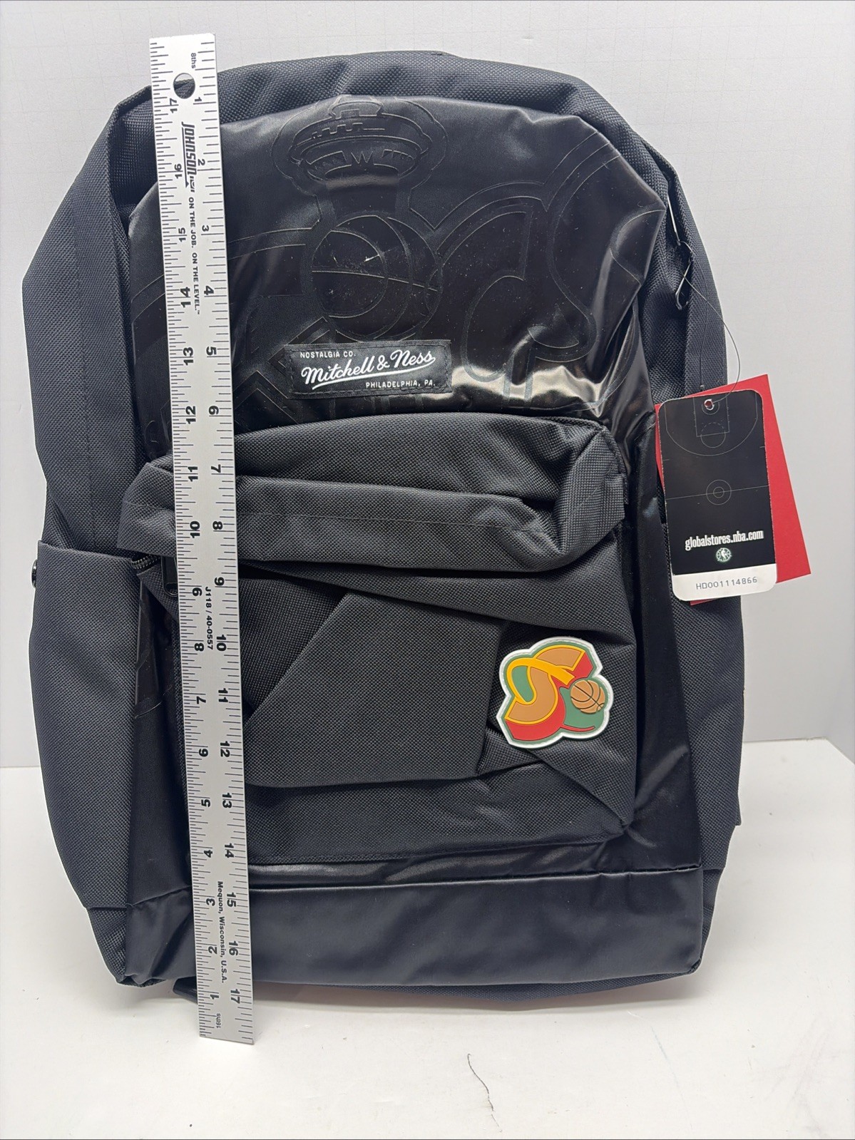 Mitchell & Ness Hardwood Classics Seattle SuperSonics Black Backpack Zip Medium