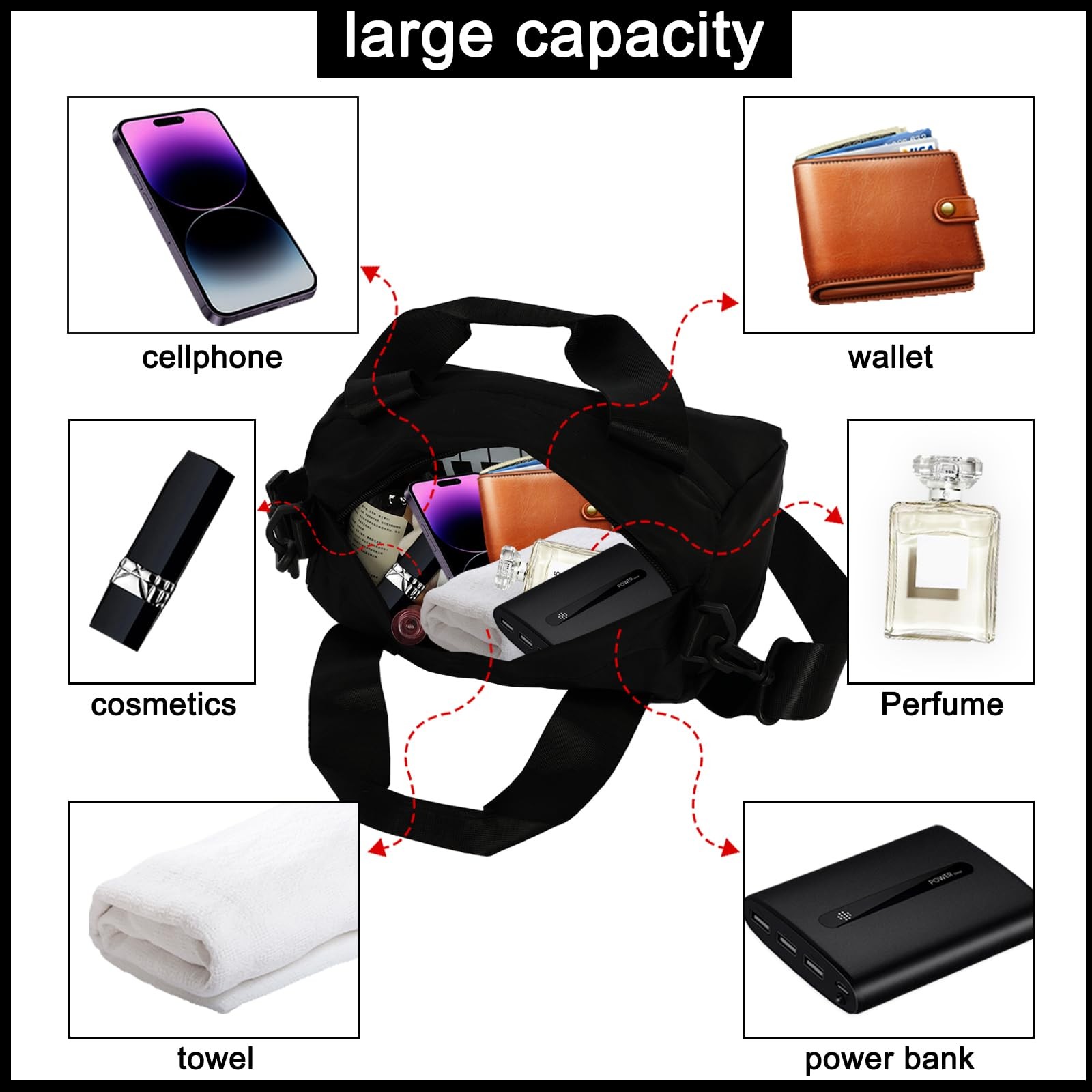 Mini Gym Bag Sport Bag Adjustable Small Duffle Bag Detachable Strap Gym Tote …