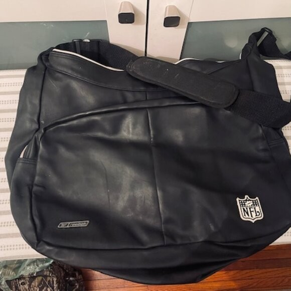 Reebok messenger bag, NFL, faux leather, black
