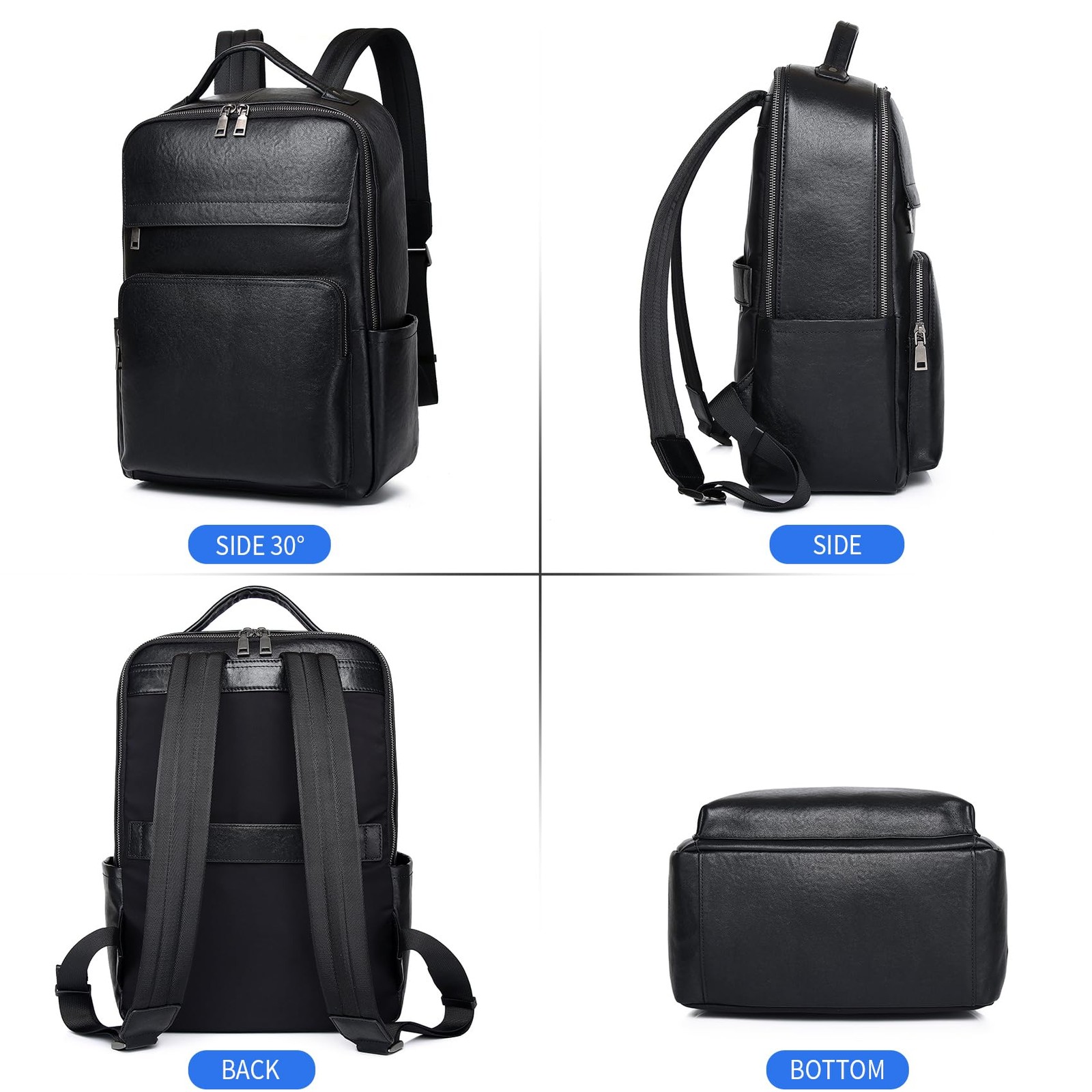 Veg-Tan Genuine Leather Backpack for Men Multi-Functional 15.6″ Laptop Backpa…