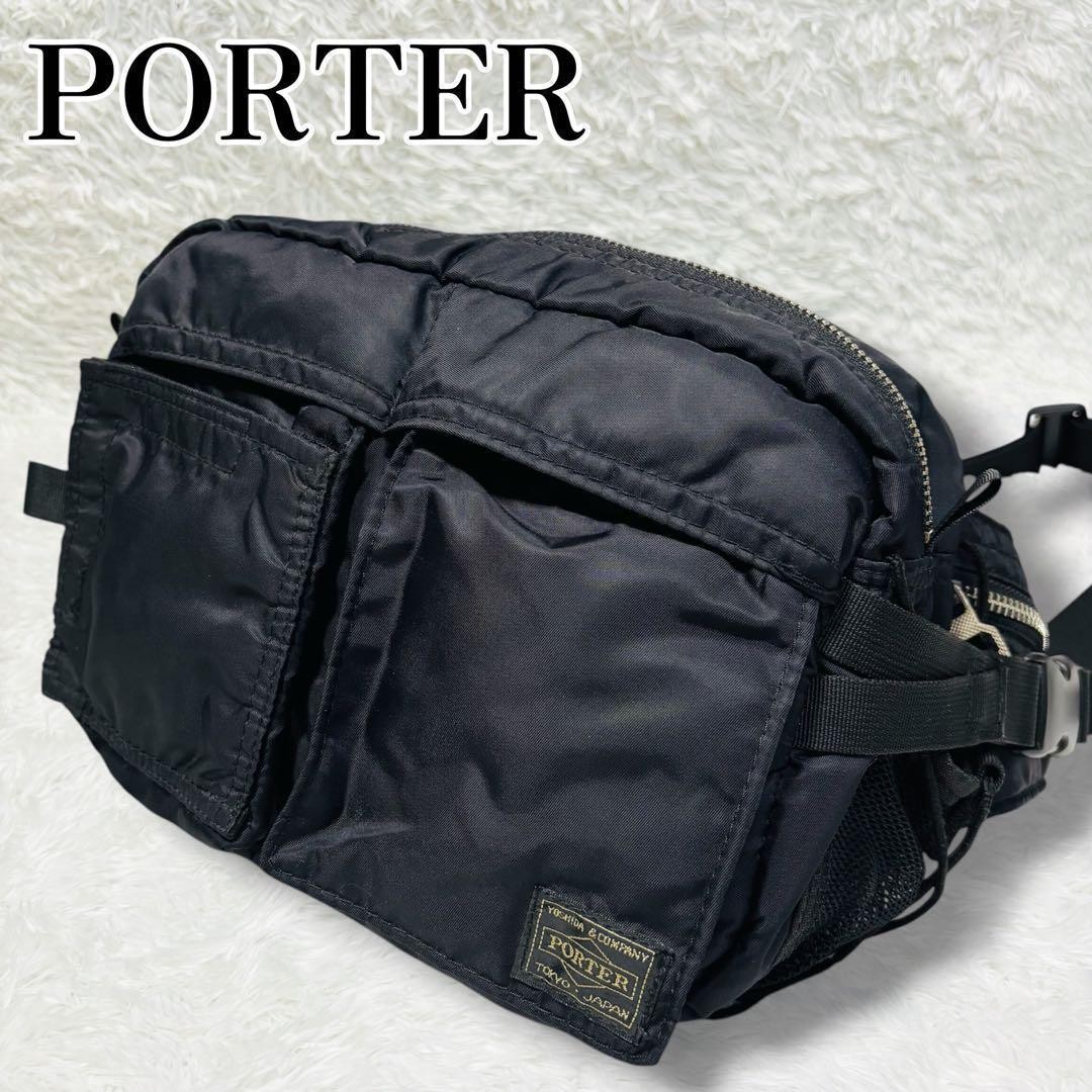 Authentic PORTER Yoshida TANKER Waist Bag Black Nylon 28cm x 18cm x 12-15cm Ligh