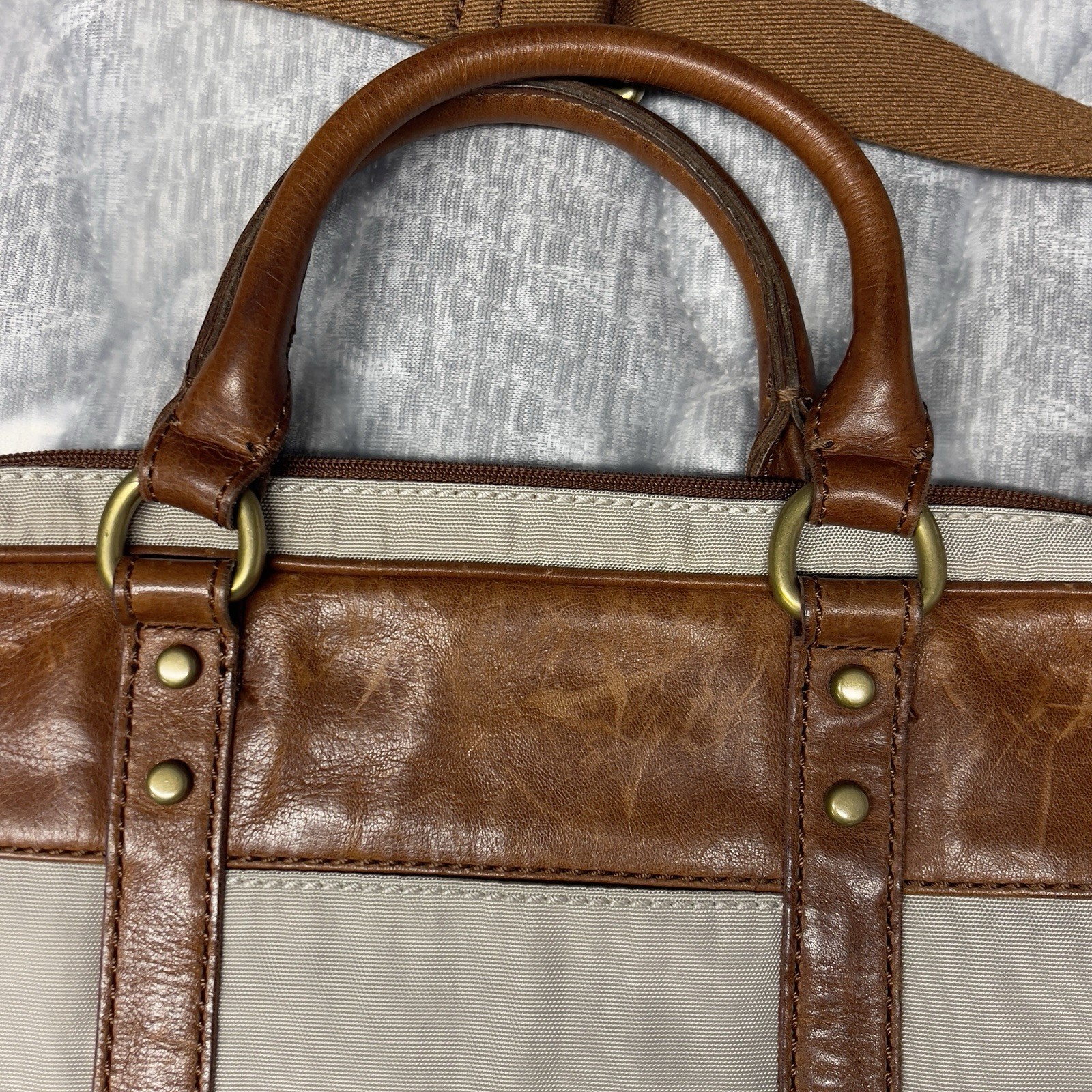 Fossil estate document Messenger Bag Shoulder Bag Leather Handles Twill Leather