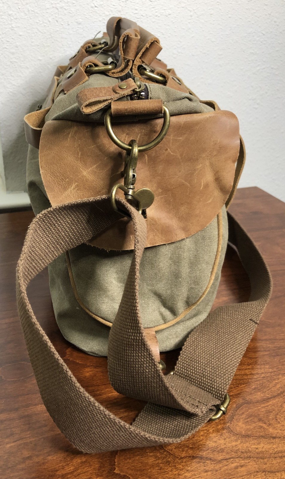 Vintage Canvas & Leather Duffel Bag – Heavy Duty Travel Weekender Tote Unbranded