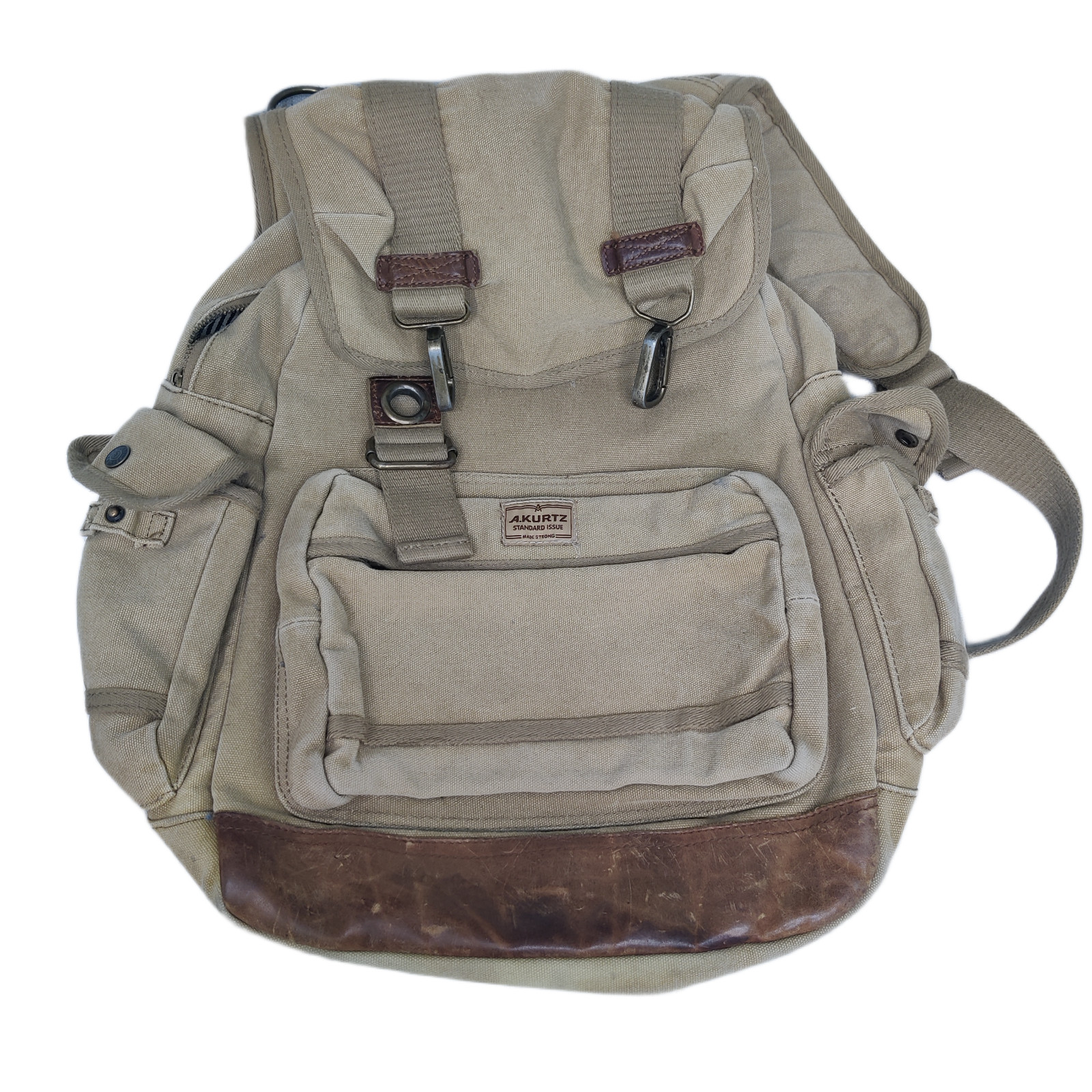 A. Kurtz Standard Issue Canvas Backpack Khaki Tan Military Rucksack FLAW