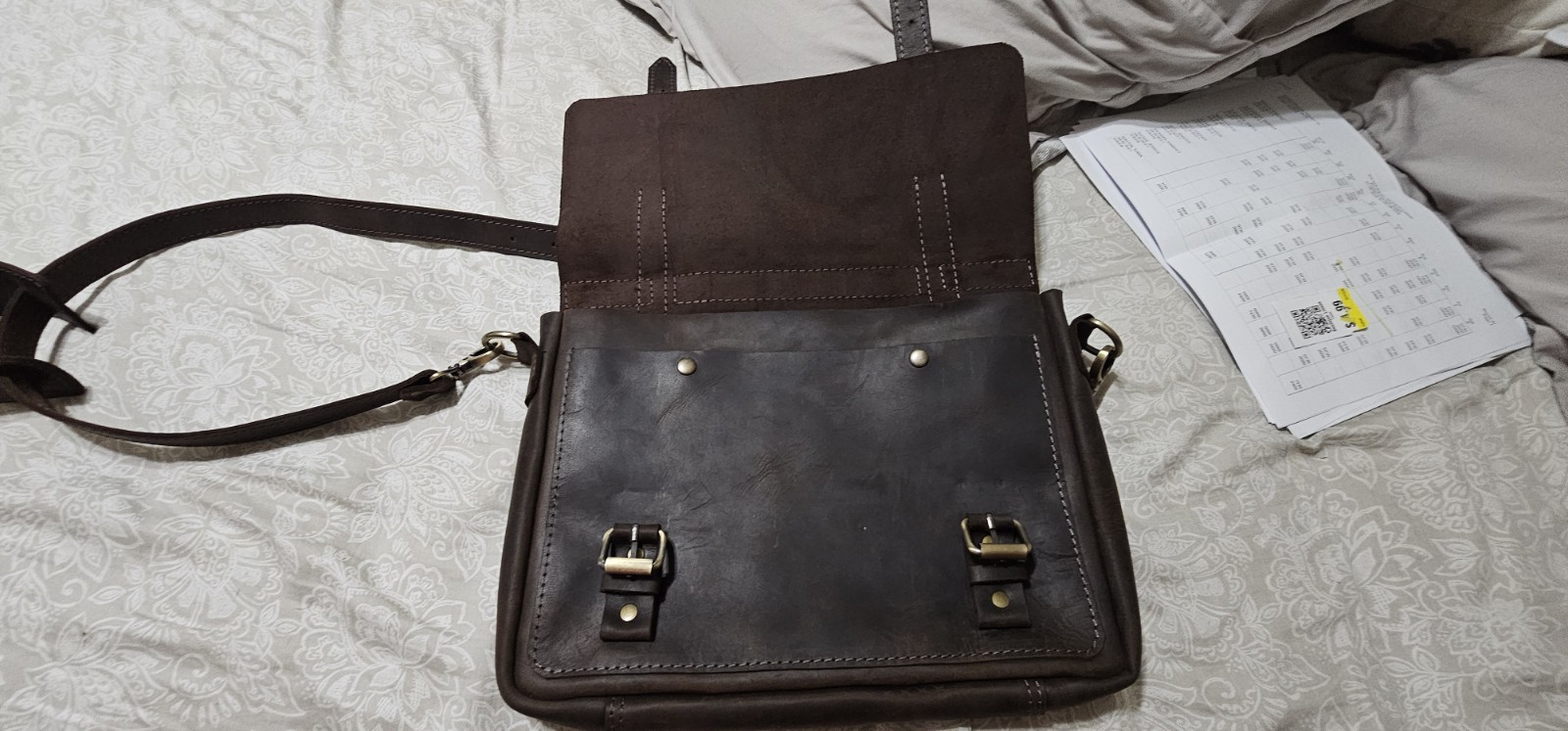 Men’s Brown Messenger Bag Buckle Flap Crossbody Strap doctor bag