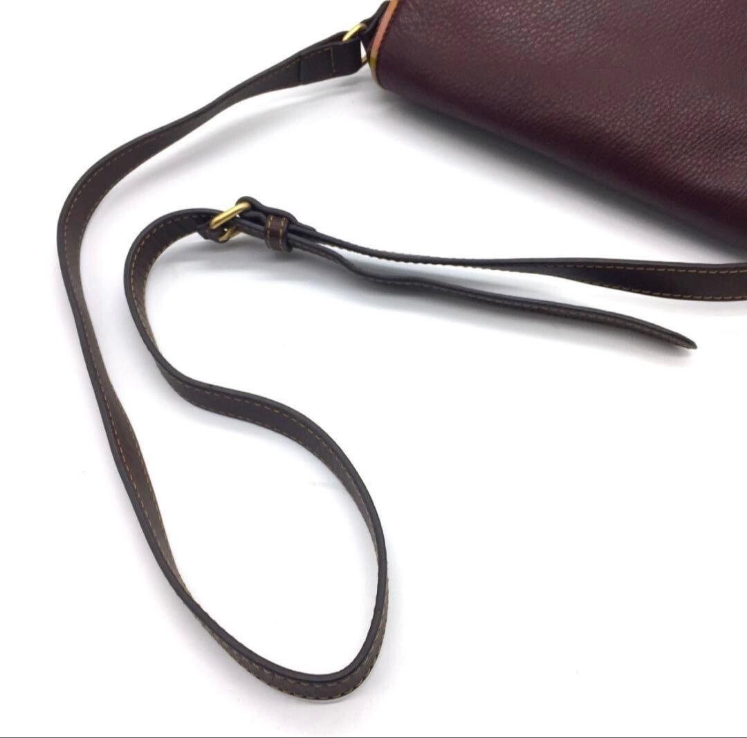 Paul Smith Brown Leather Messenger Bag Gold Logo Striped Trim Flap Unisex