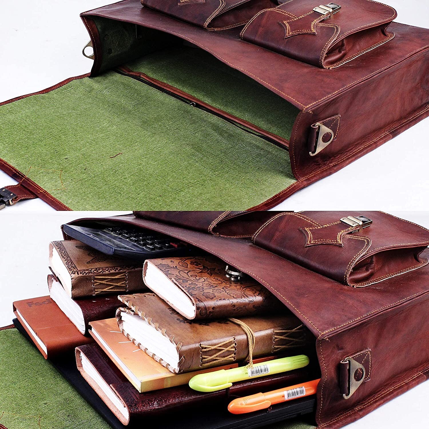 Large Leather Briefcase Bag for Men | Full Grain Leather Messenger Laptop Bag