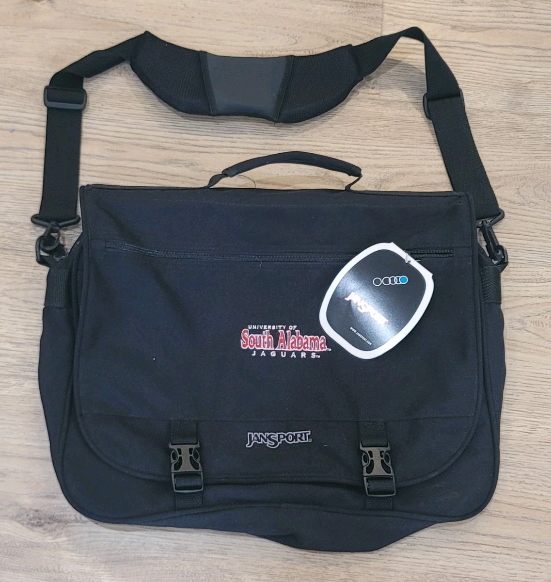 JanSport Black Messenger Shoulder Bag 16×12 University of Soutu Al JAGUARS NWT