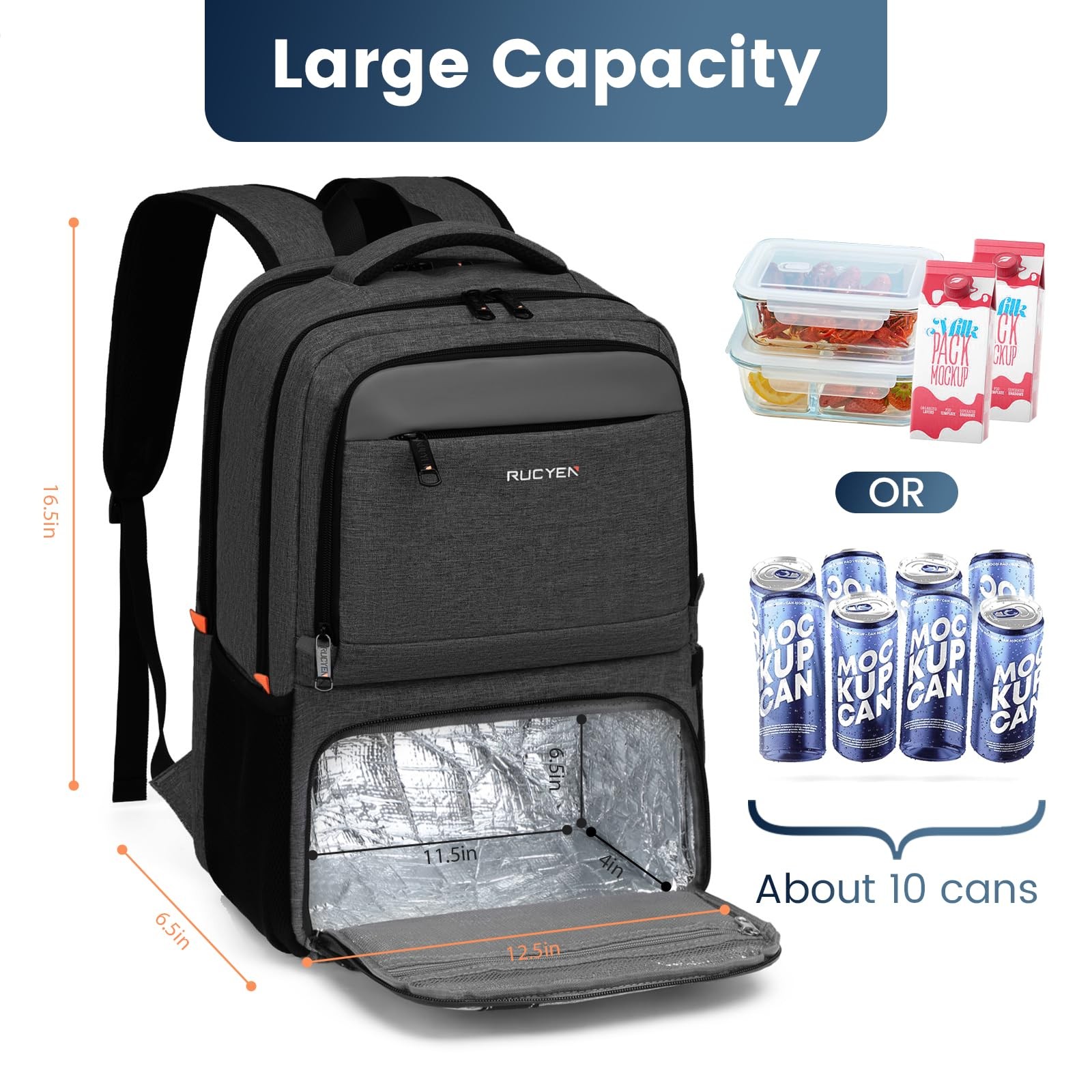 Lunch Backpack Insulated Cooler Backpack Lunch Box for Men Women 15.6 Inches