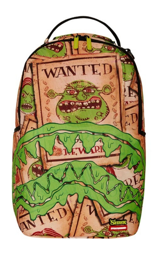 SPRAYGROUND SHREK WANTED Backpack Velour Laptop Compartment Polyester Fabric