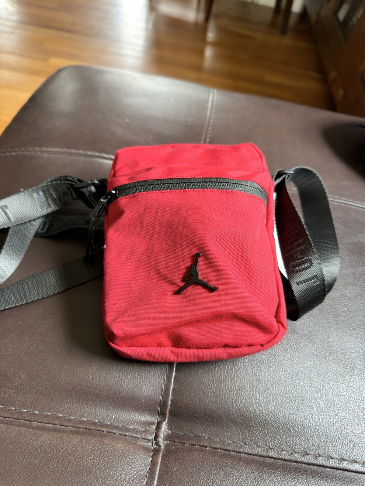 Jordan Jumpman Red/Black Small Crossbody Bag Zip Closure, Adjustable Strap