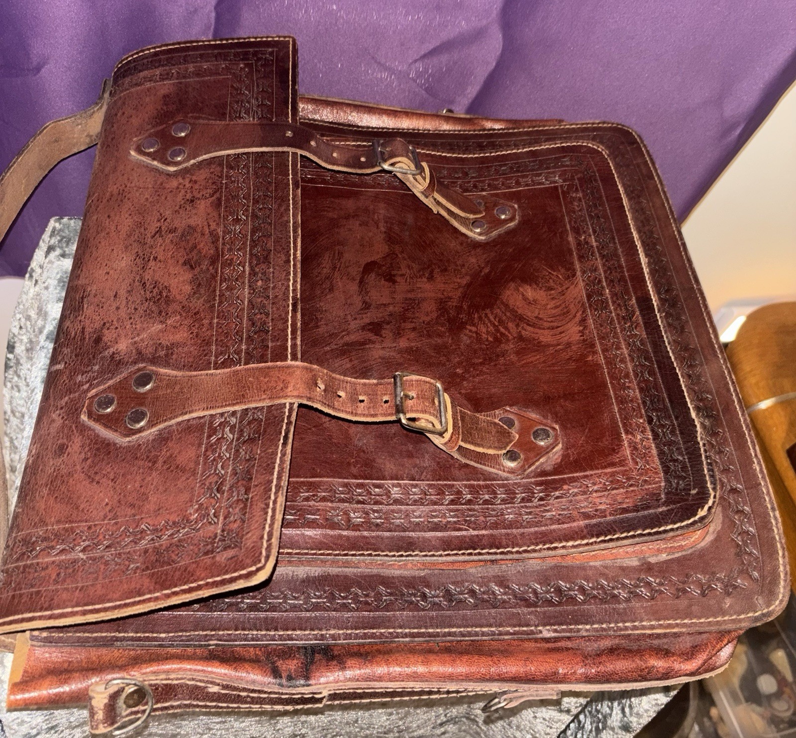 Vintage Leather Saddle Bag