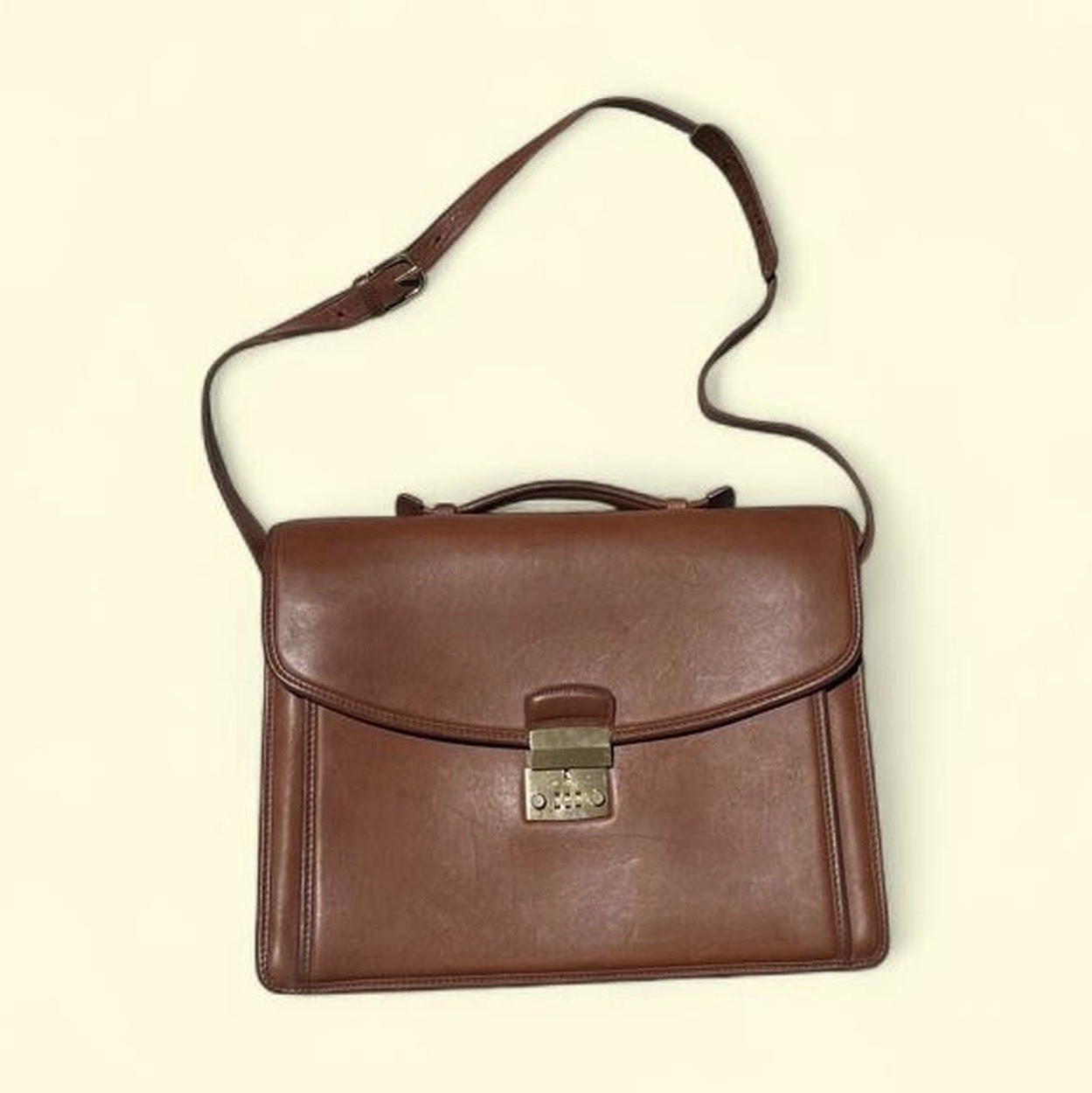 Coach Brown Men’s Briefcase/Document Case Turn Lock, Adjustable Strap, Pockets