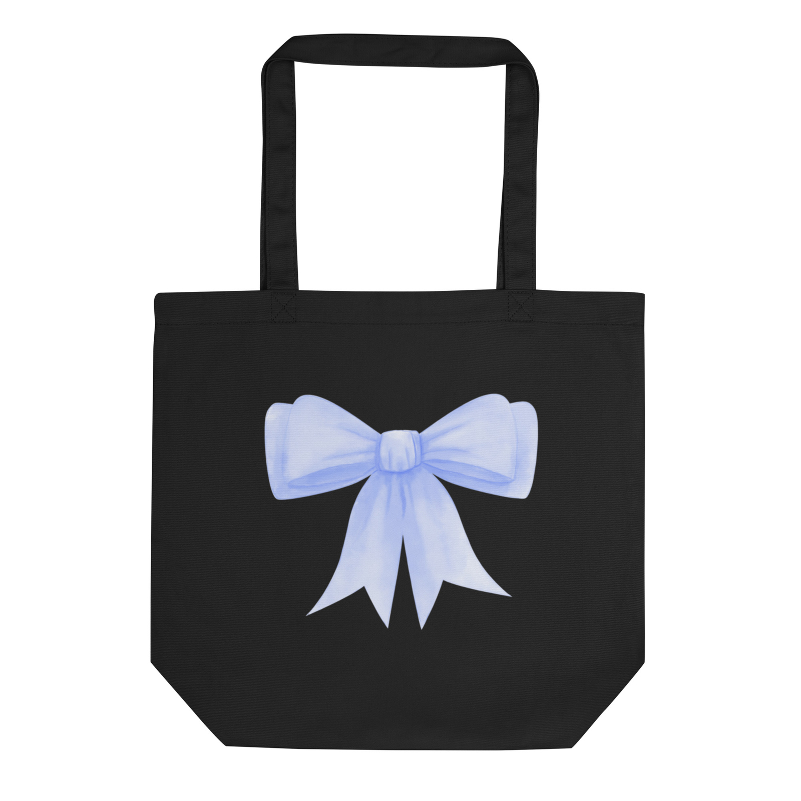 Womens Blue Bow Tote Watercolor Eco Friendly Reusable Bag Organic Cotton