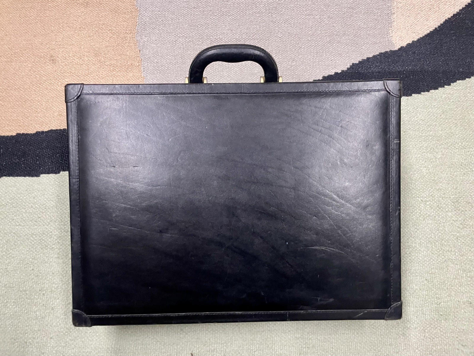 Bally Italian Black Leather Executive Attache Briefcase Combo Lock Case