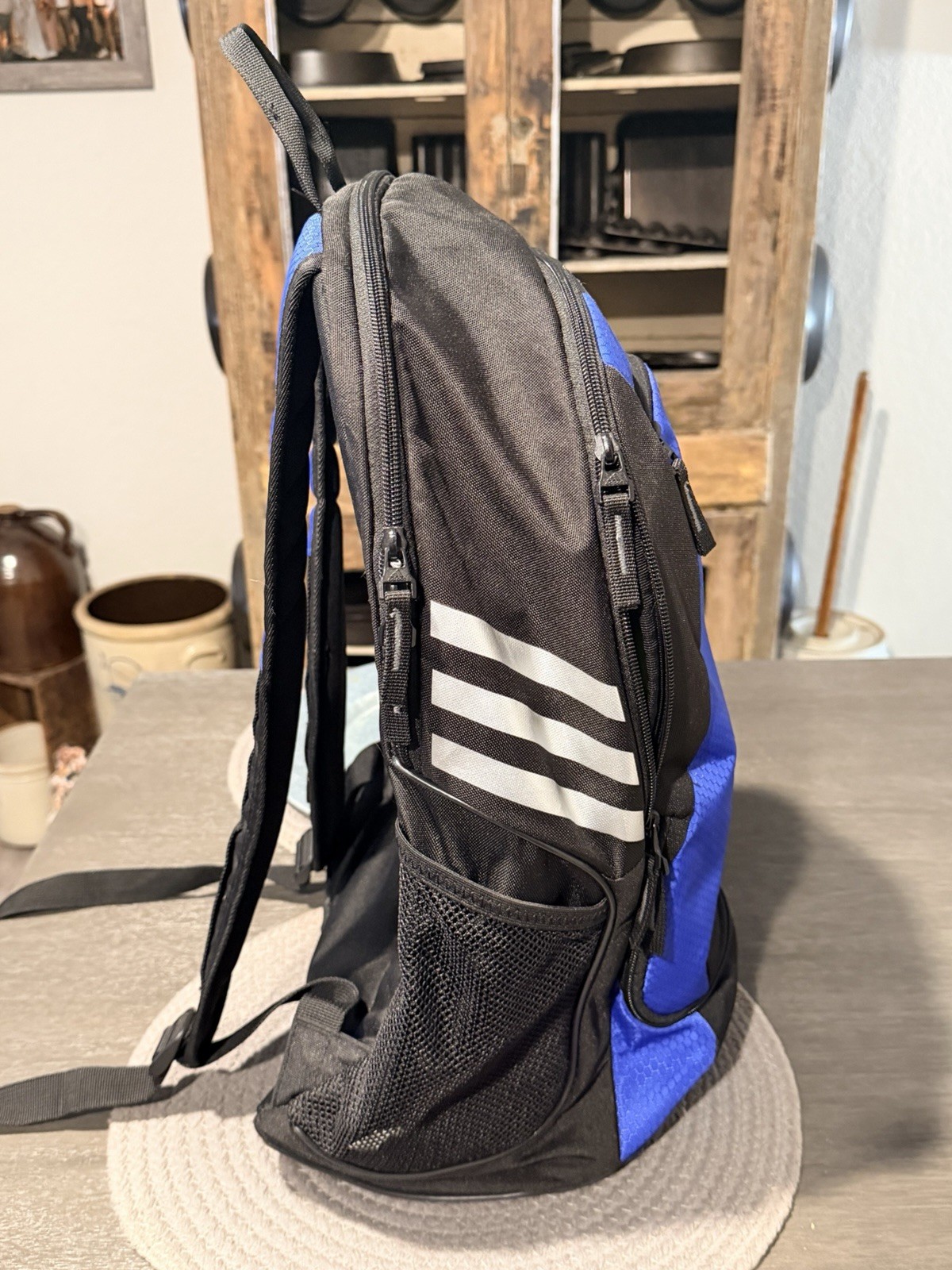 Adidas Backpack Blue Black School Book Bag Laptop Travel Sports 20×15