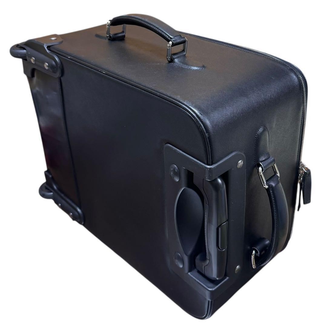 Giorgio Armani Leather Carry On Suitcase Black Made in Italy W36cm H45cm