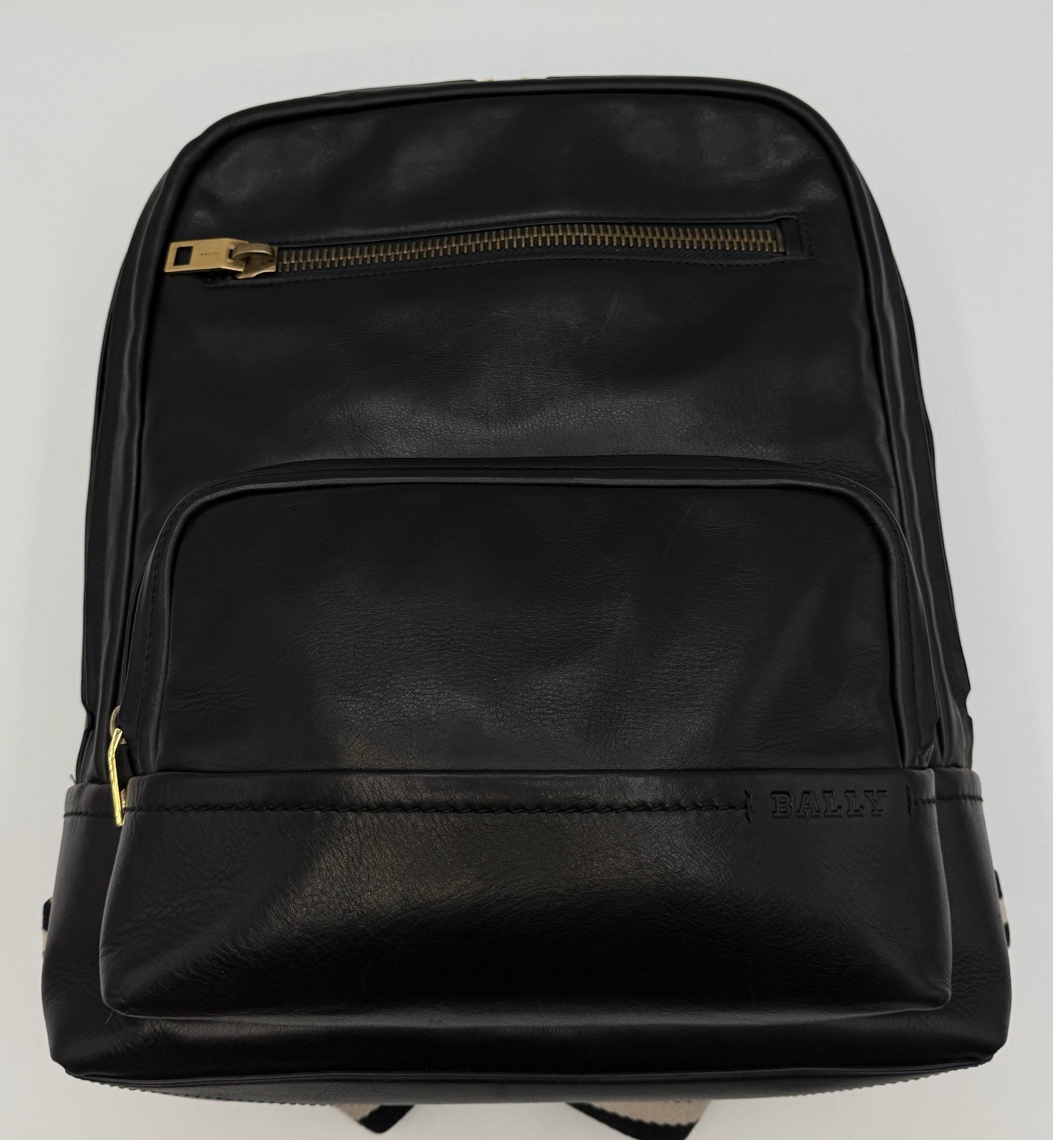Bally Thunder Leather Backpack Black Calfskin Gold Hardware Luxury Designer Bag