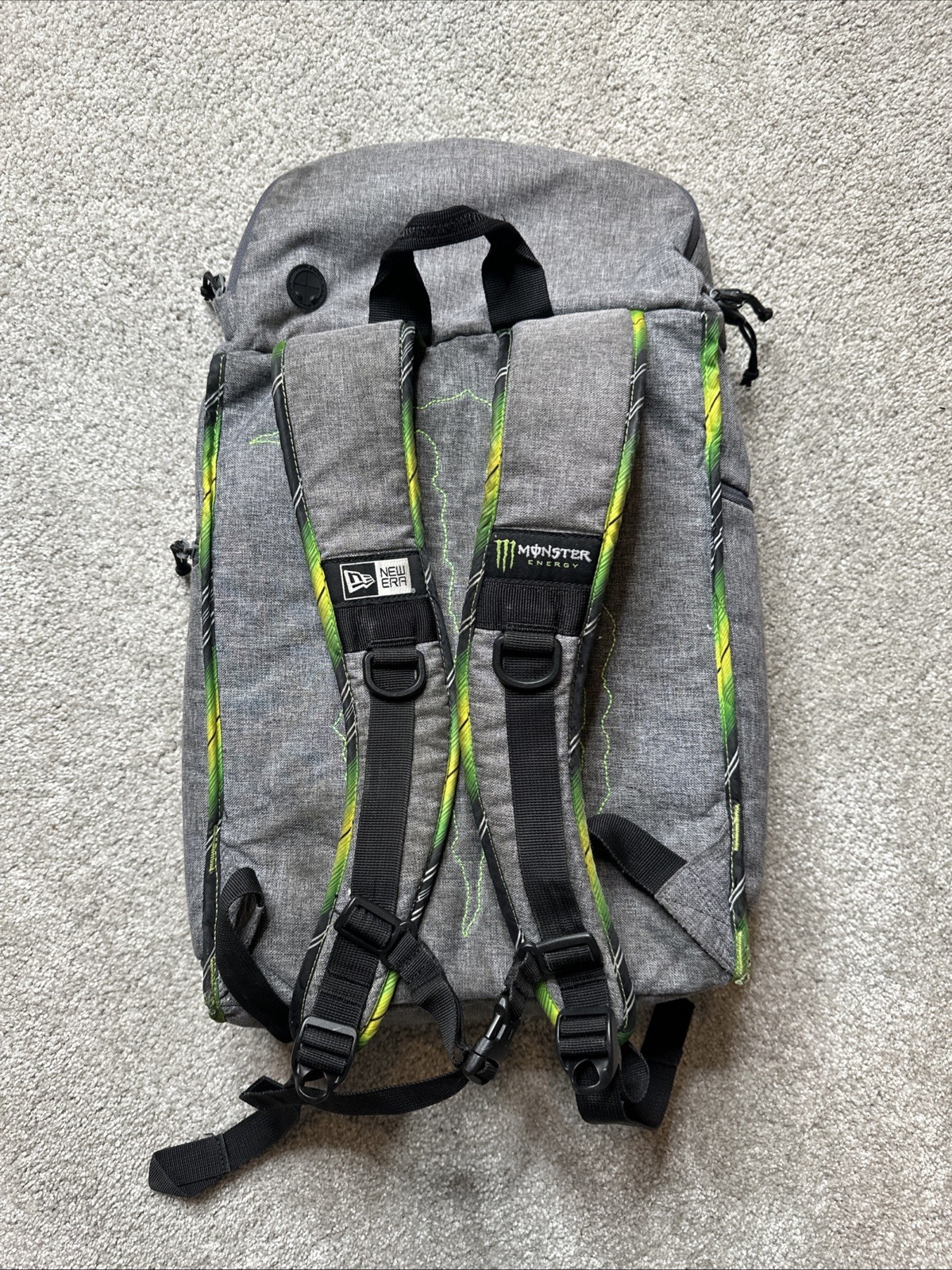 New Era Monster Energy Backpack Gray Claw Logo Laptop Bag Travel Athlete
