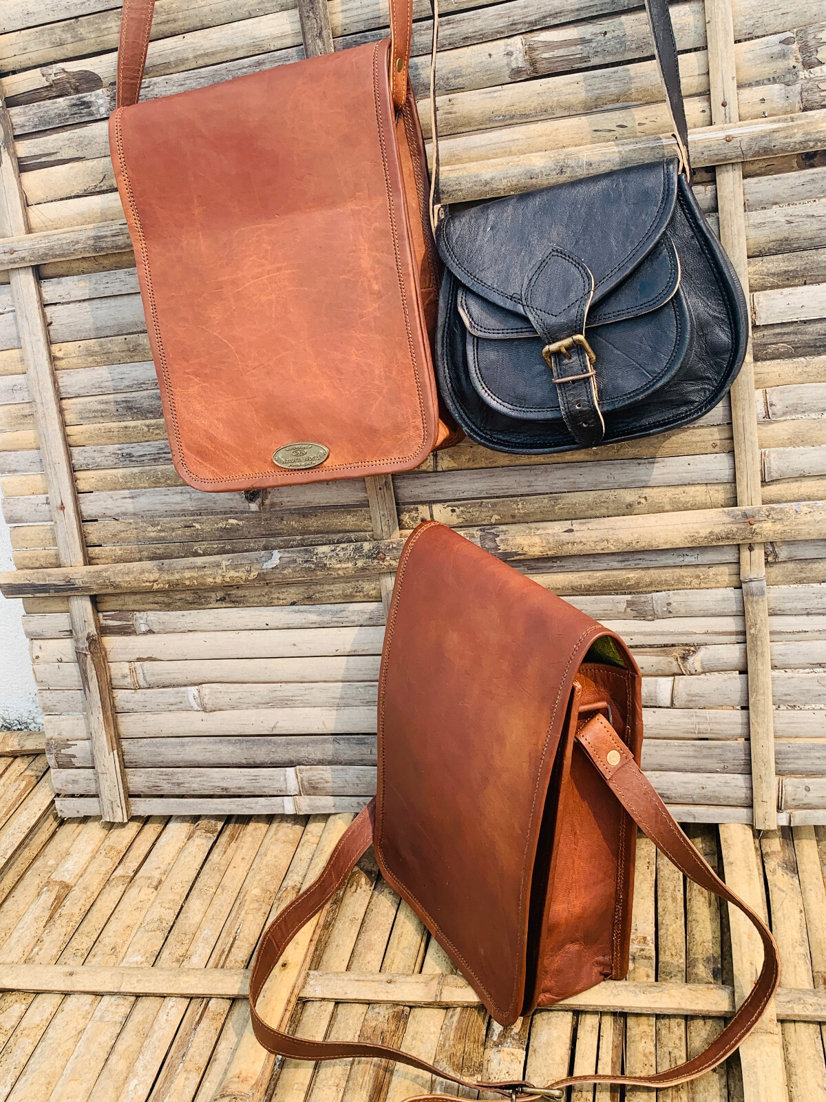 11-inch Genuine Leather Crossbody Messenger Bag for Women & Men Pack of 3 bags