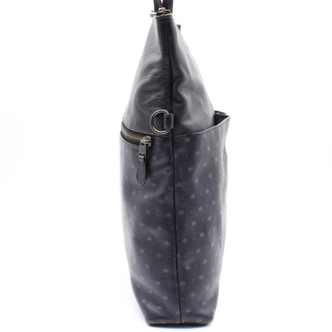 COACH Charles Foldover 2Way Handbag Shoulder Bag Leather Navy Gunmetal Hardware