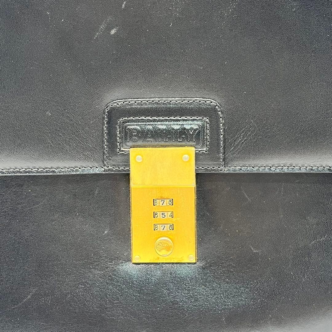 BALLY Business Bag Briefcase Leather Dial Lock Black Used 29x40x10cm