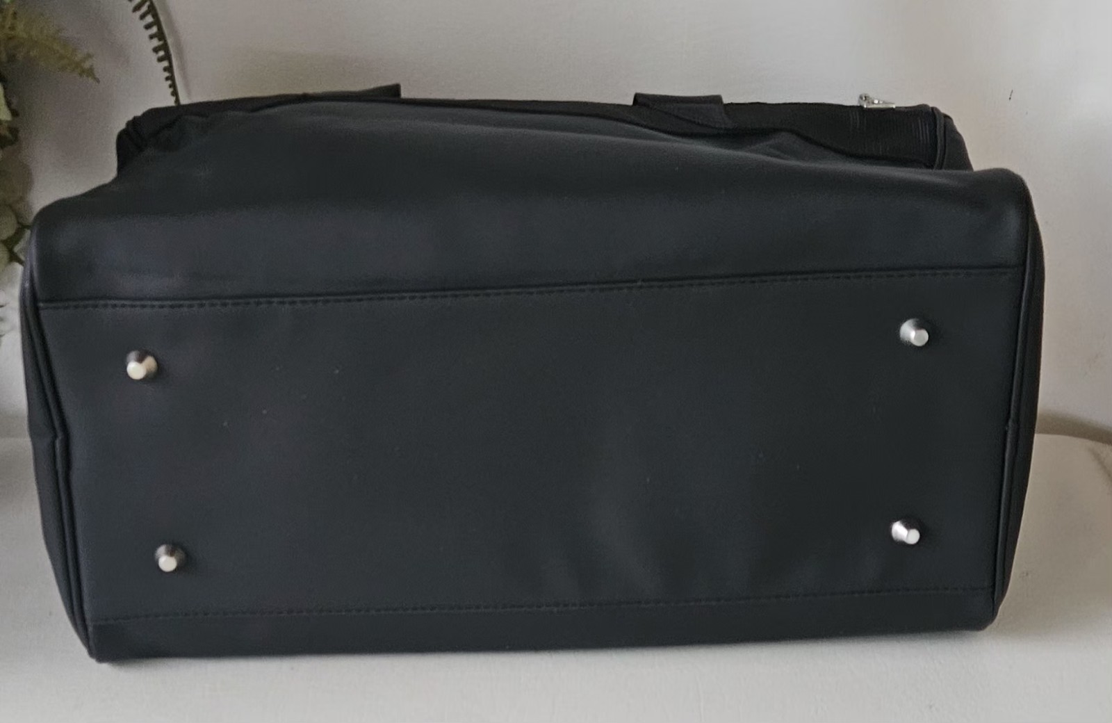 Versace Fragrances Black Duffle with Silver Tone Zipper Travel Overnight Gym Bag