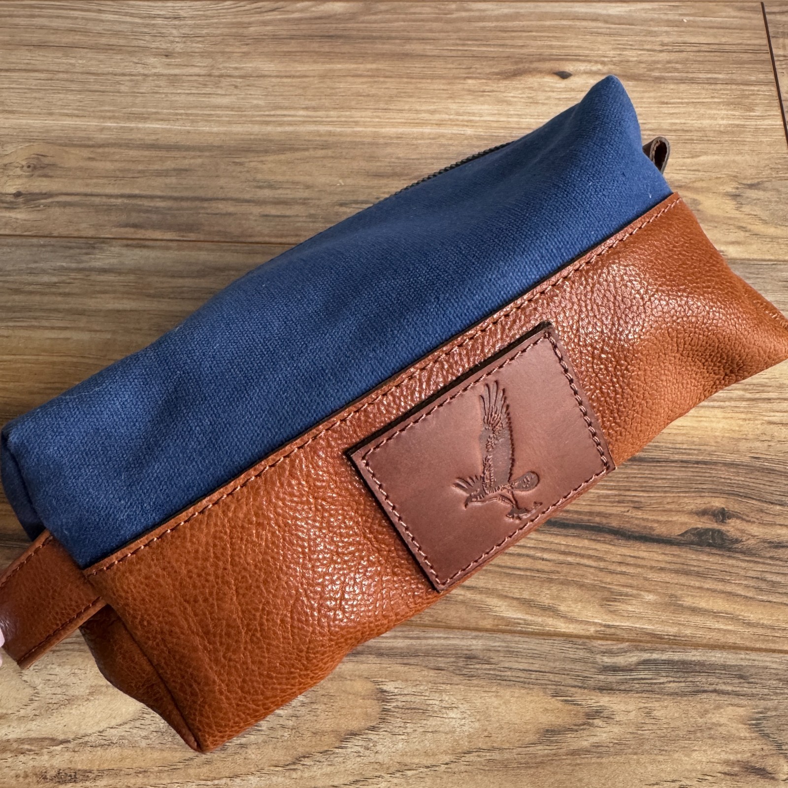 FH Wadsworth Canvas Leather Toiletry Bag Travel Royal Blue