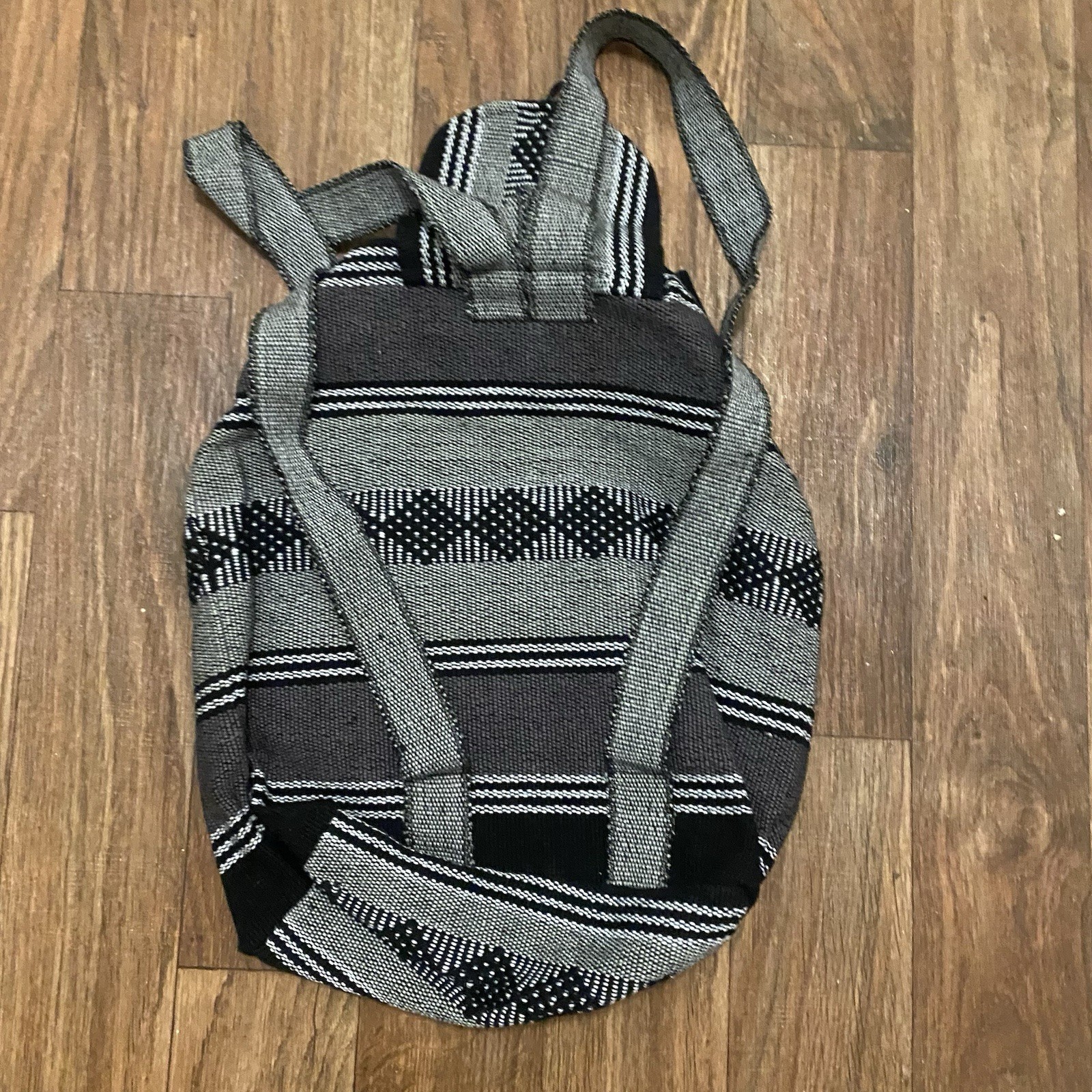 Rogerio’s Knit Backpack Black & Gray Boho 15.5”H X 13” W X 4” Deep