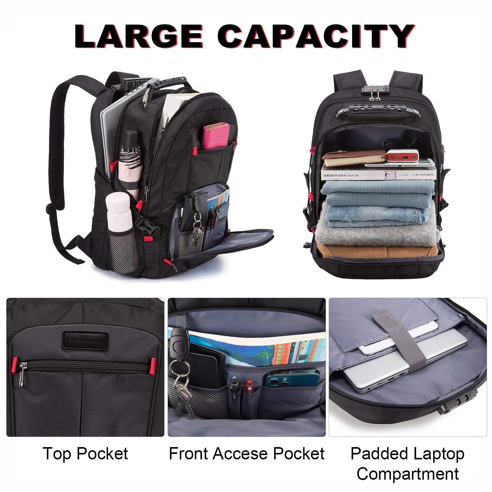 Travel Laptop Backpack Waterproof Anti Theft Backpack with Lock and USB Char…