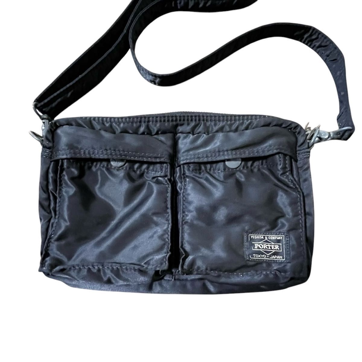 Authentic YOSHIDA KABAN PORTER TANKER Shoulder Bag Black Nylon 16cm x 23cm x 5cm