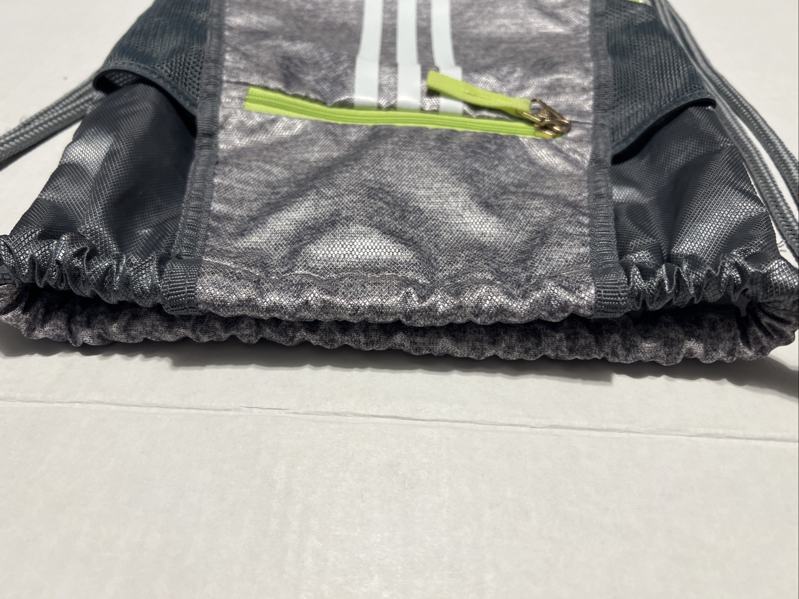 Adidas Alliance II Sackpack Backpack Jersey Grey Lime Green Drawstring Zip New
