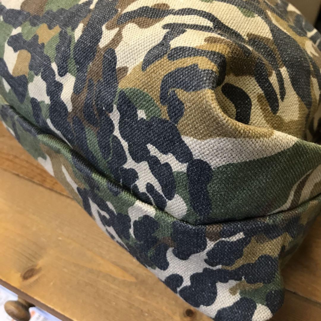 Il Bisonte Camouflage Canvas Leather Shoulder Bag 17x9x6 inches