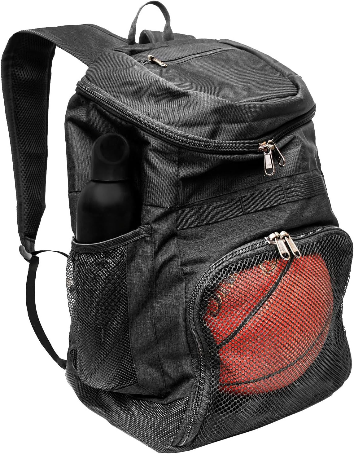 Basketball Backpack Ball Compartment 25L Sports Gym Bag Shoe Pocket Black