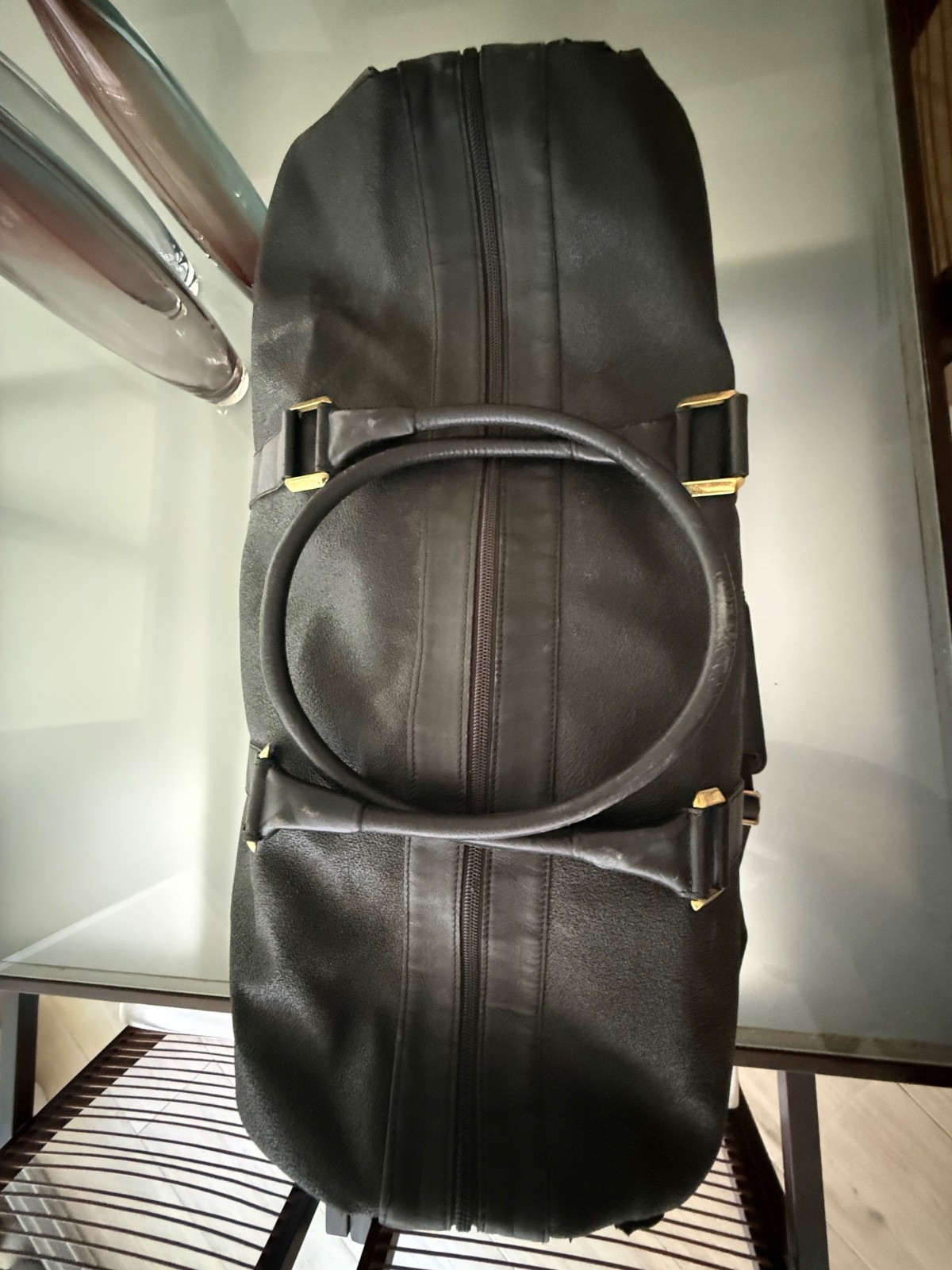 VINTAGE VERSACE LOGO MEDUSA BLACK TRAVEL DUFFLE BAG