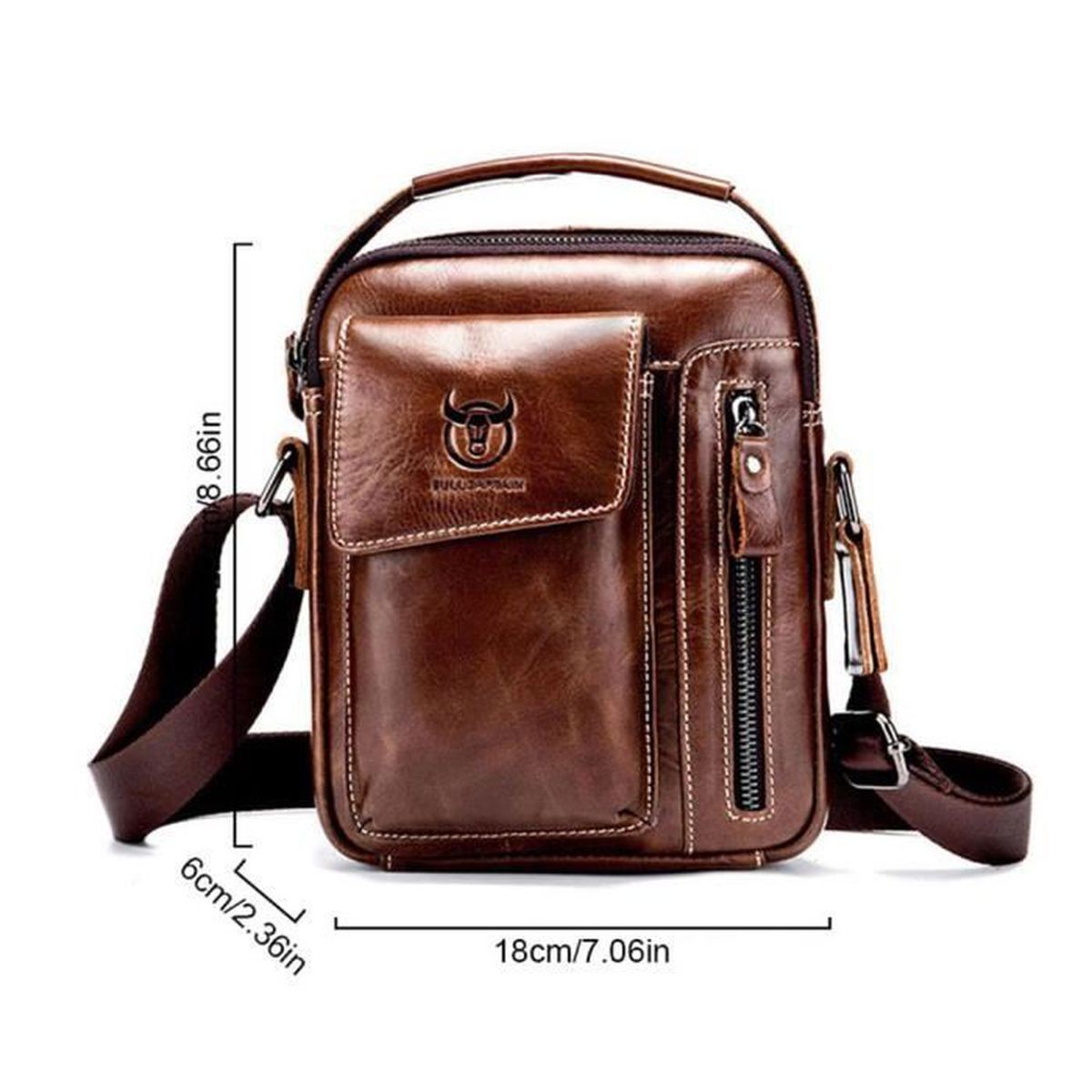 Men’s Genuine Leather Shoulder Bag with Adjustable Strap