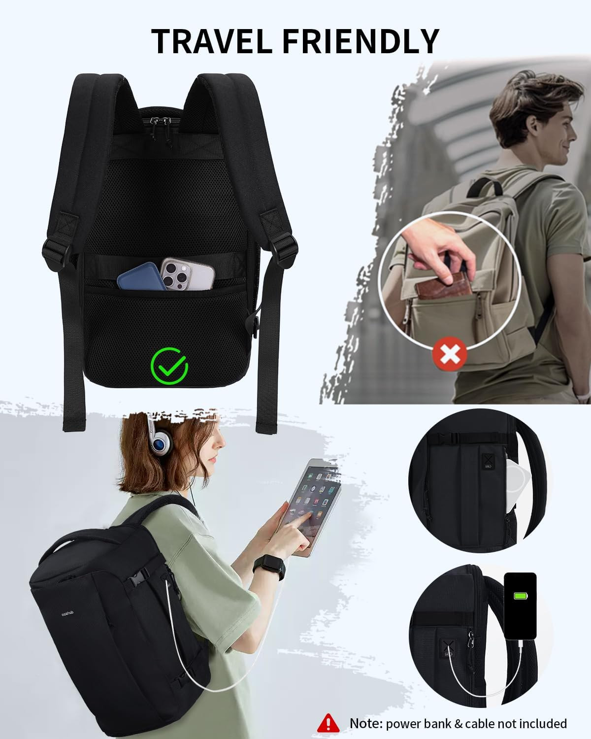 Travel Backpack for Men, Flight Approved Carry on Bag, Personal Item for Airplan